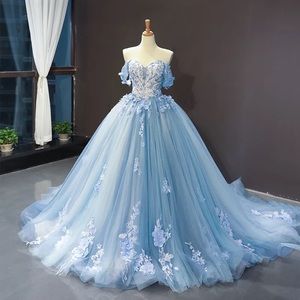 New Light Blue Modest Quinceanera Dresses Ball Gown
